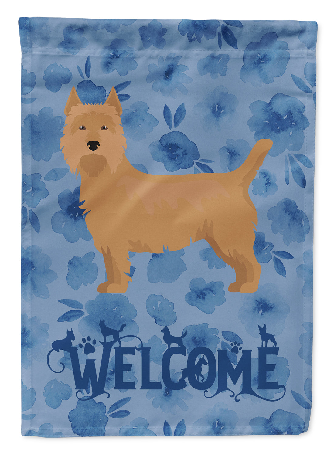 Australian Terrier Welcome House Flag 28x40 Porch Sleeve Pole Decorative Outside Yard Banner Artwork Wall Hanging, Polyester