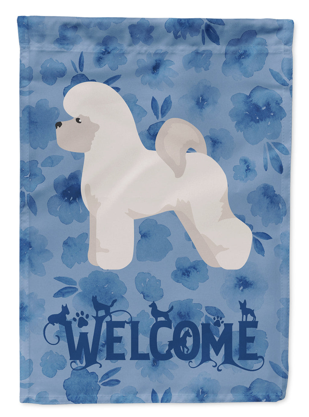 Bichon Frisé Welcome House Flag 28x40 Porch Sleeve Pole Decorative Outside Yard Banner Artwork Wall Hanging, Polyester
