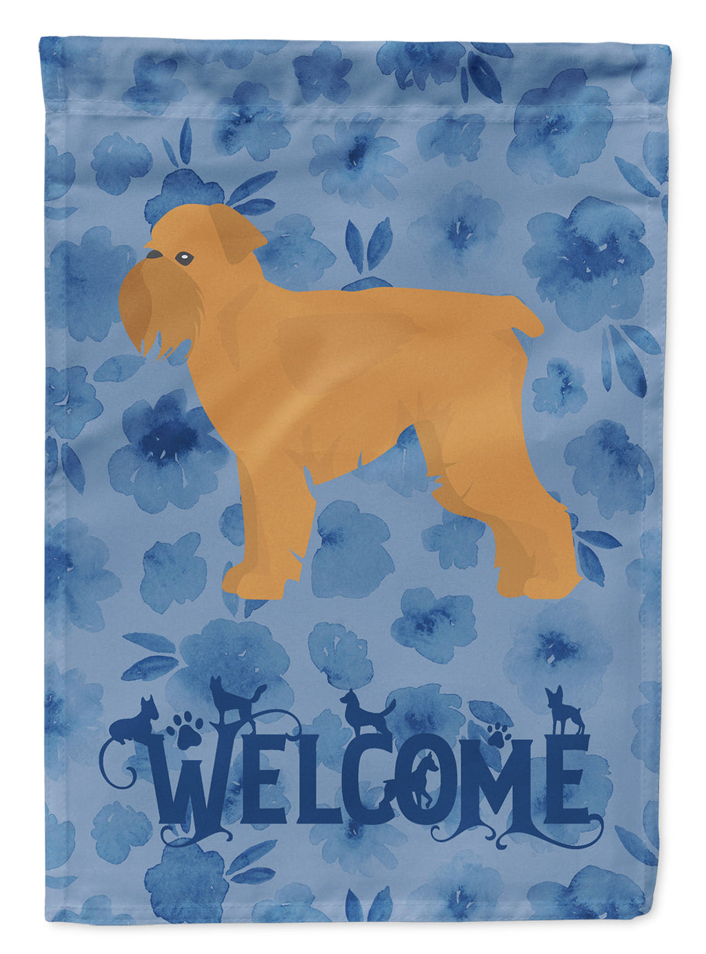 Brussels Griffon Welcome House Flag 28x40 Porch Sleeve Pole Decorative Outside Yard Banner Artwork Wall Hanging, Polyester