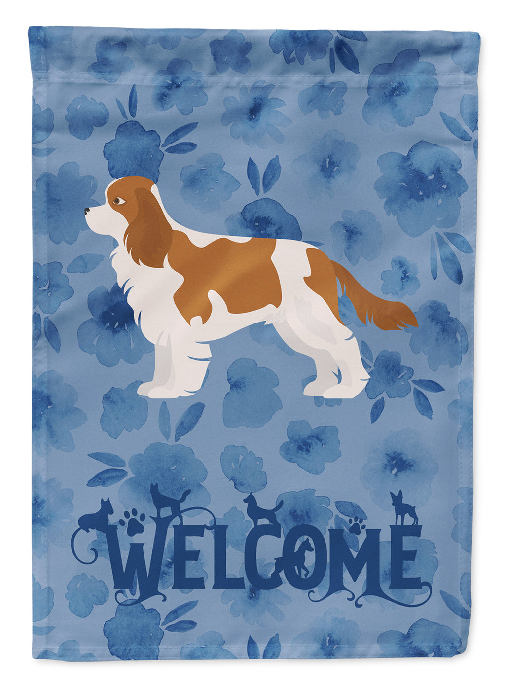 Blenheim Cavalier Spaniel Welcome House Flag 28x40 Porch Sleeve Pole Decorative Outside Yard Banner Artwork Wall Hanging, Polyester