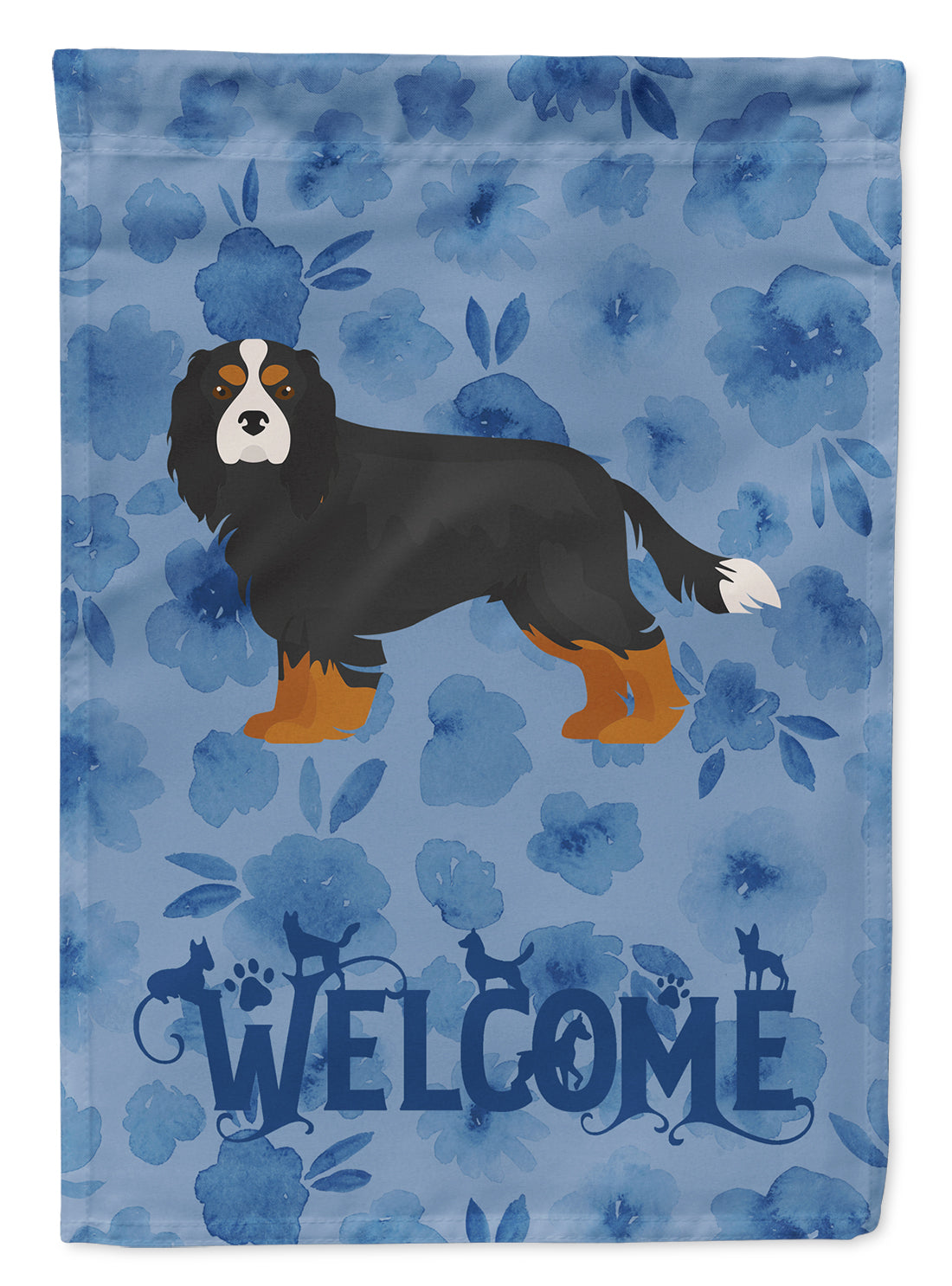 Cavalier King Charles Spaniel Welcome House Flag 28x40 Porch Sleeve Pole Decorative Outside Yard Banner Artwork Wall Hanging, Polyester
