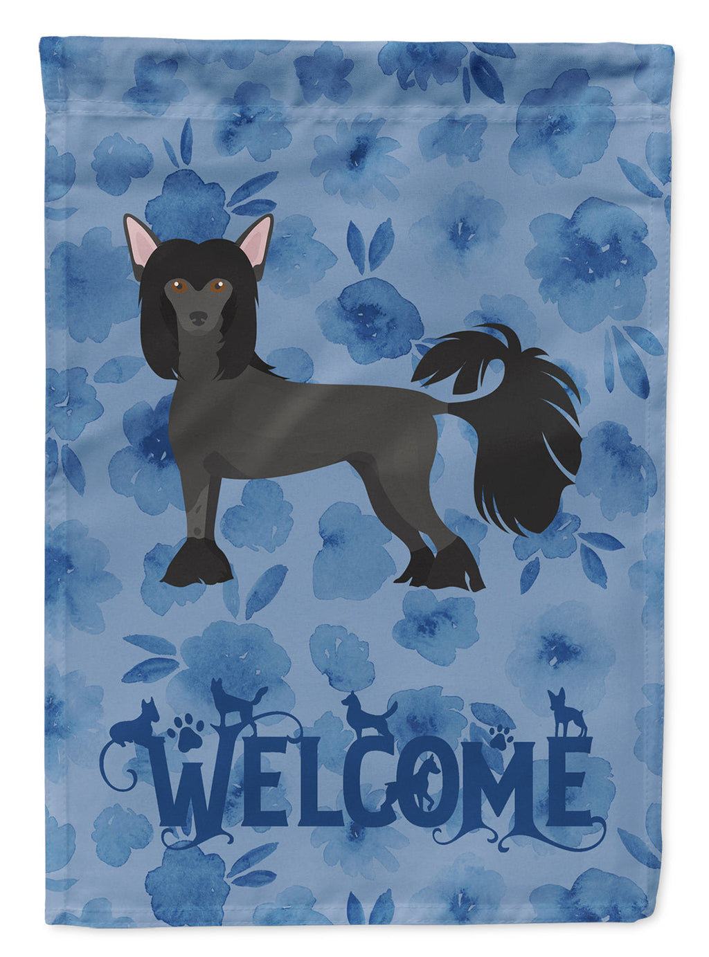 Chinese Crested #1 Welcome House Flag 28x40 Porch Sleeve Pole Decorative Outside Yard Banner Artwork Wall Hanging, Polyester