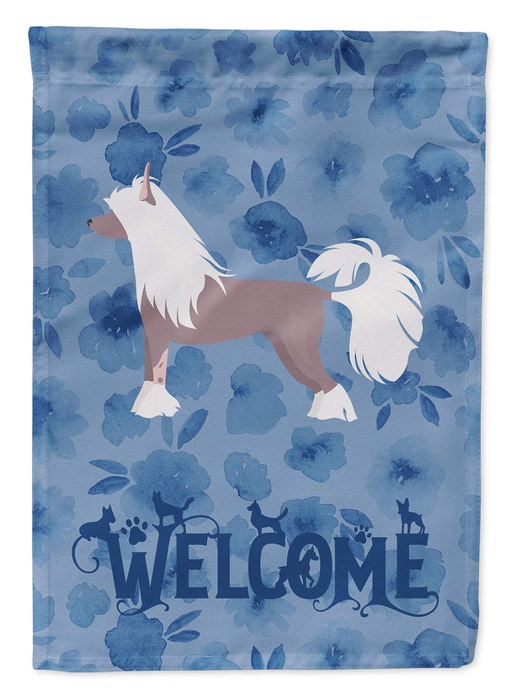 Chinese Crested #2 Welcome House Flag 28x40 Porch Sleeve Pole Decorative Outside Yard Banner Artwork Wall Hanging, Polyester