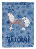 Chinese Crested #2 Welcome House Flag 28x40 Porch Sleeve Pole Decorative Outside Yard Banner Artwork Wall Hanging, Polyester
