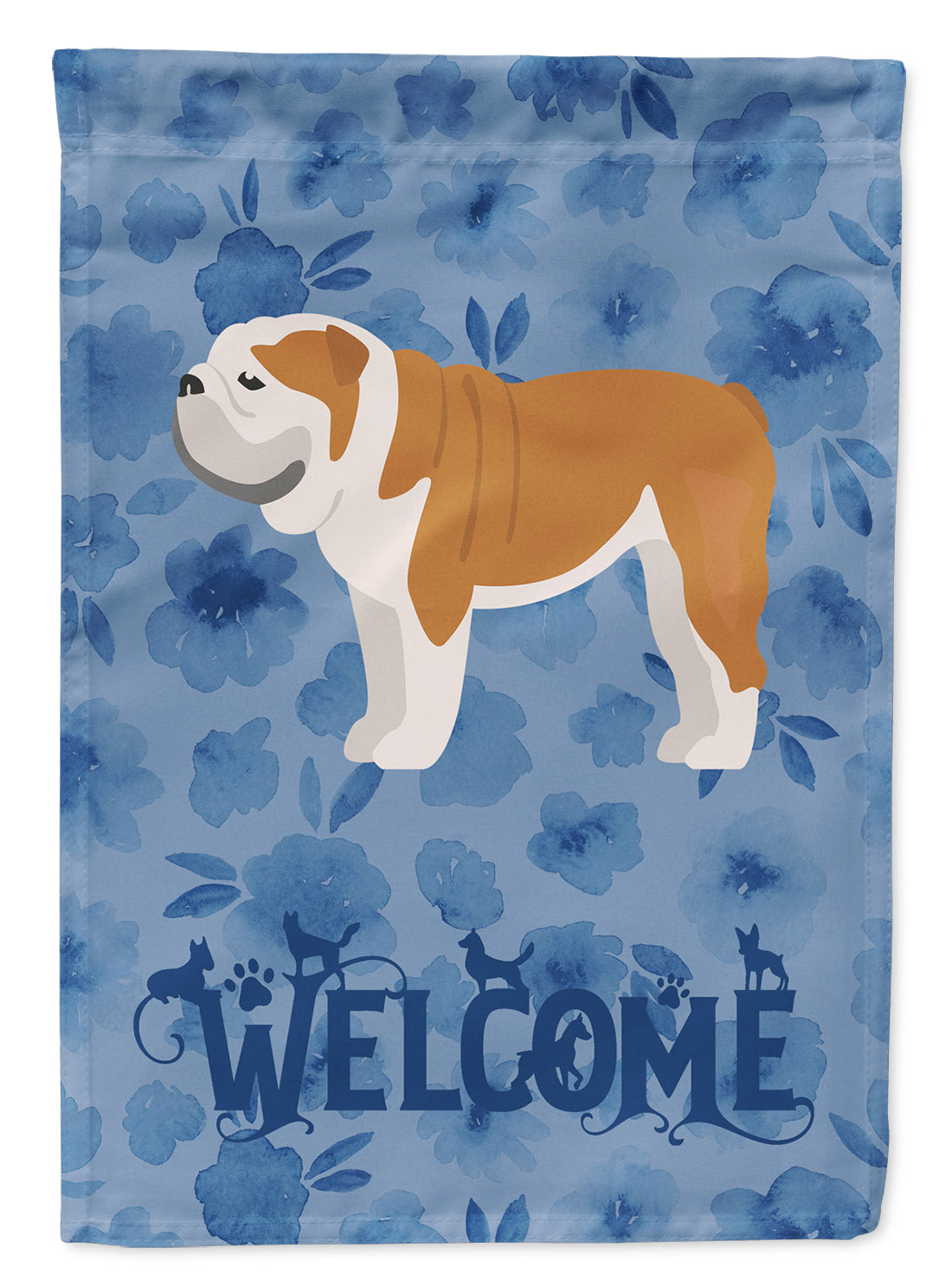 English Bulldog #1 Welcome House Flag 28x40 Porch Sleeve Pole Decorative Outside Yard Banner Artwork Wall Hanging, Polyester