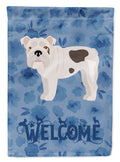 English Bulldog #2 Welcome House Flag 28x40 Porch Sleeve Pole Decorative Outside Yard Banner Artwork Wall Hanging, Polyester