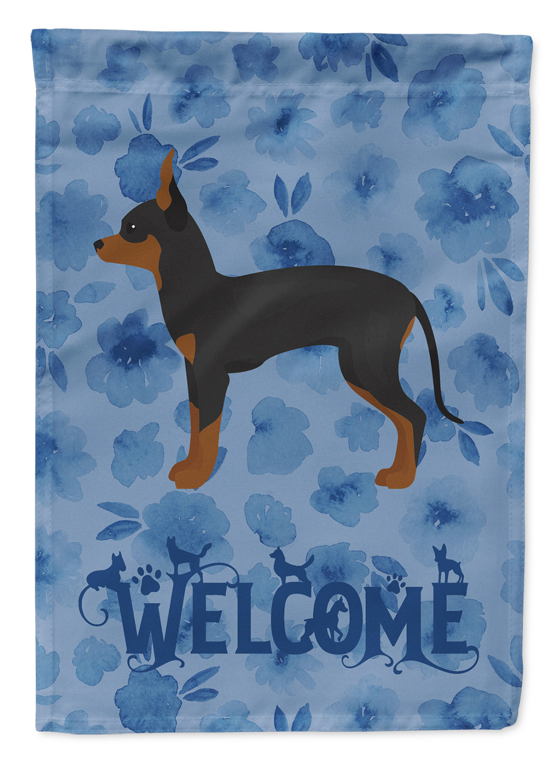 English Toy Terrier #1 Welcome House Flag 28x40 Porch Sleeve Pole Decorative Outside Yard Banner Artwork Wall Hanging, Polyester