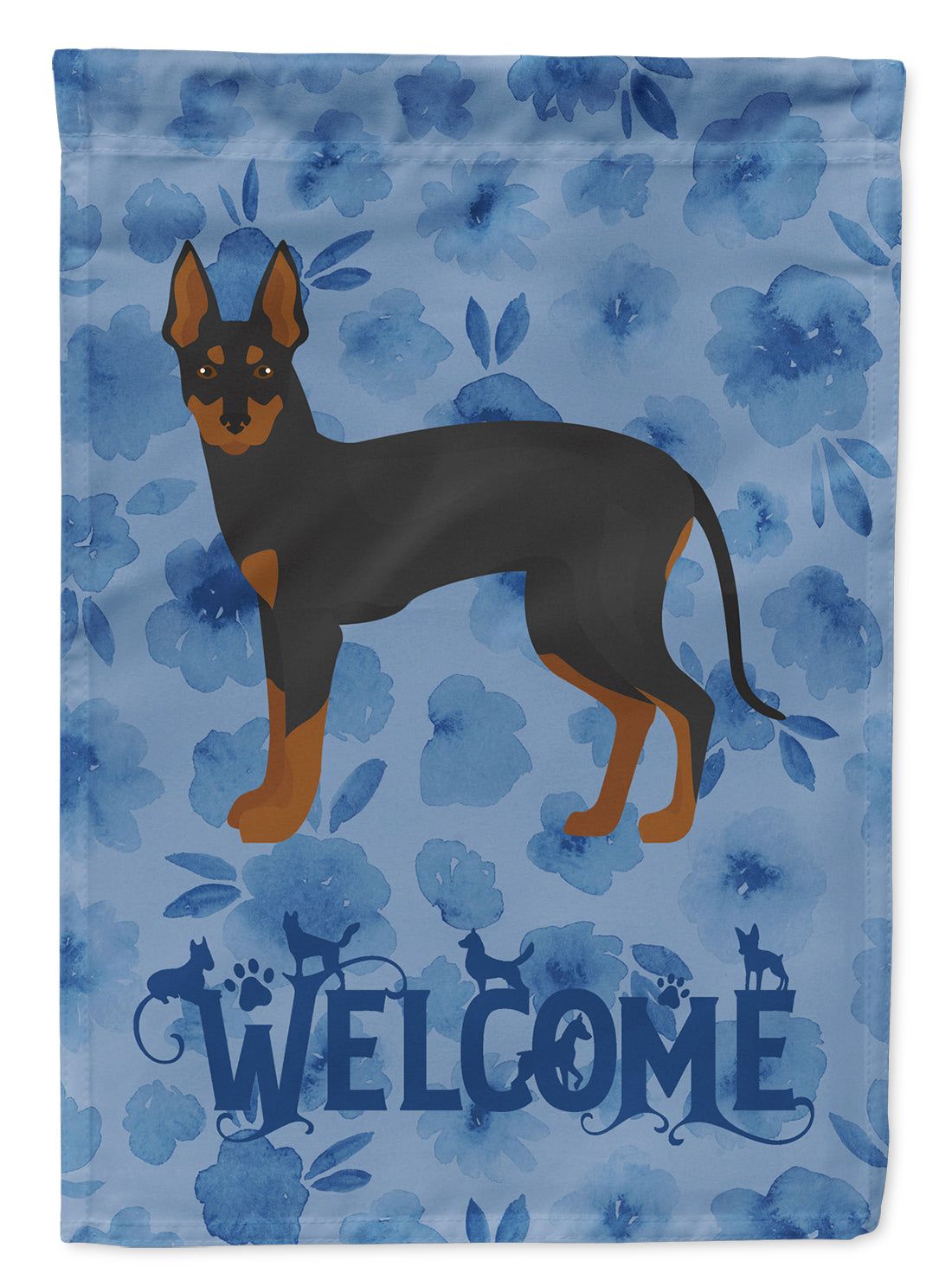 English Toy Terrier #2 Welcome House Flag 28x40 Porch Sleeve Pole Decorative Outside Yard Banner Artwork Wall Hanging, Polyester