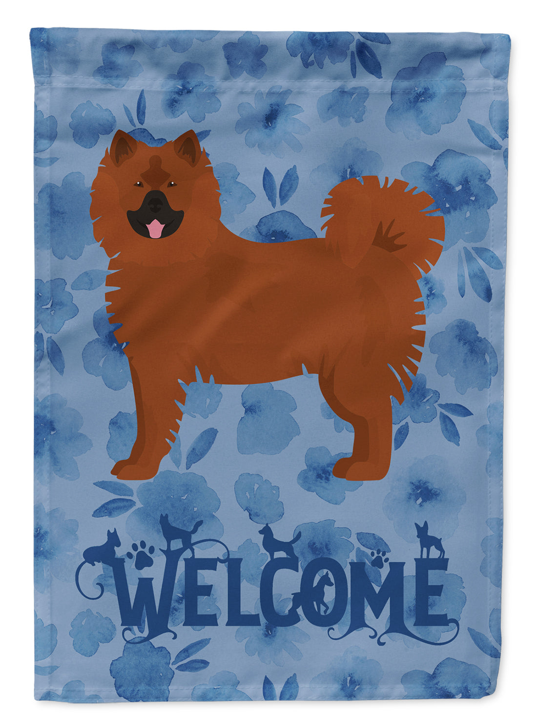 Eurasier Welcome House Flag 28x40 Porch Sleeve Pole Decorative Outside Yard Banner Artwork Wall Hanging, Polyester