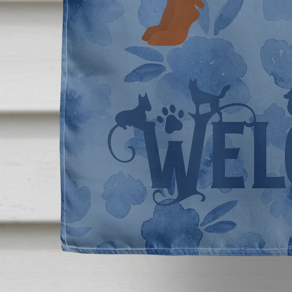 Eurasier Welcome House Flag 28x40 Porch Sleeve Pole Decorative Outside Yard Banner Artwork Wall Hanging, Polyester