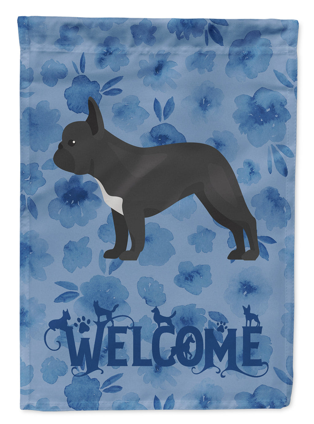 French Bulldog #1 Welcome House Flag 28x40 Porch Sleeve Pole Decorative Outside Yard Banner Artwork Wall Hanging, Polyester
