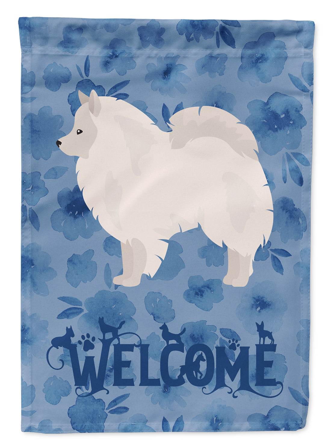 German Spitz #1 Welcome House Flag 28x40 Porch Sleeve Pole Decorative Outside Yard Banner Artwork Wall Hanging, Polyester