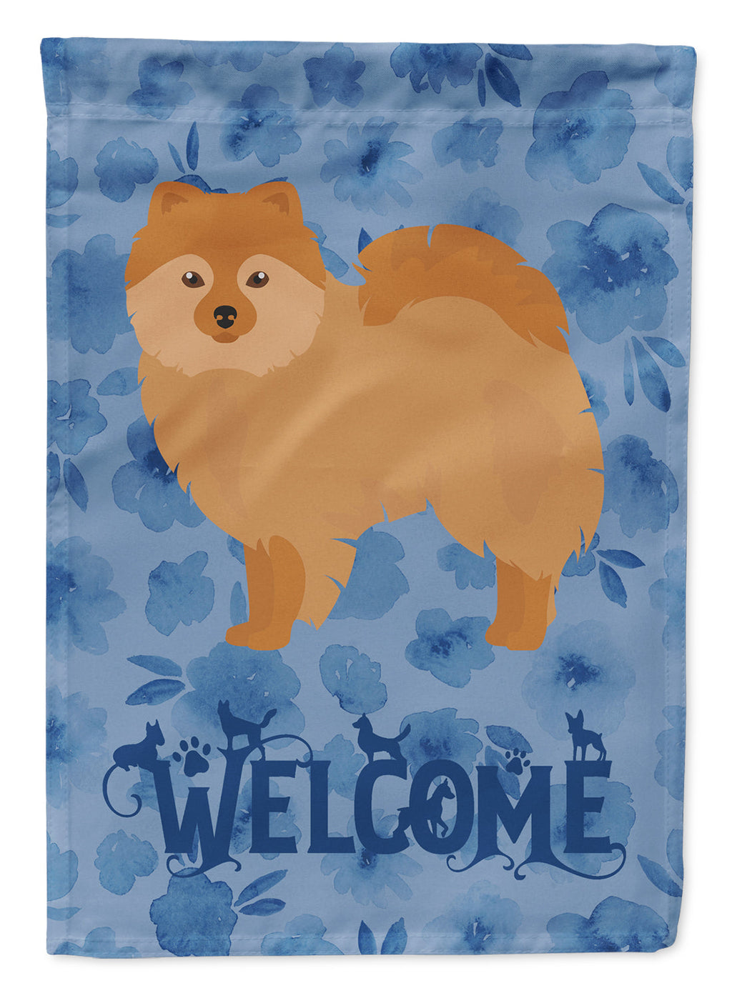 German Spitz #2 Welcome House Flag 28x40 Porch Sleeve Pole Decorative Outside Yard Banner Artwork Wall Hanging, Polyester