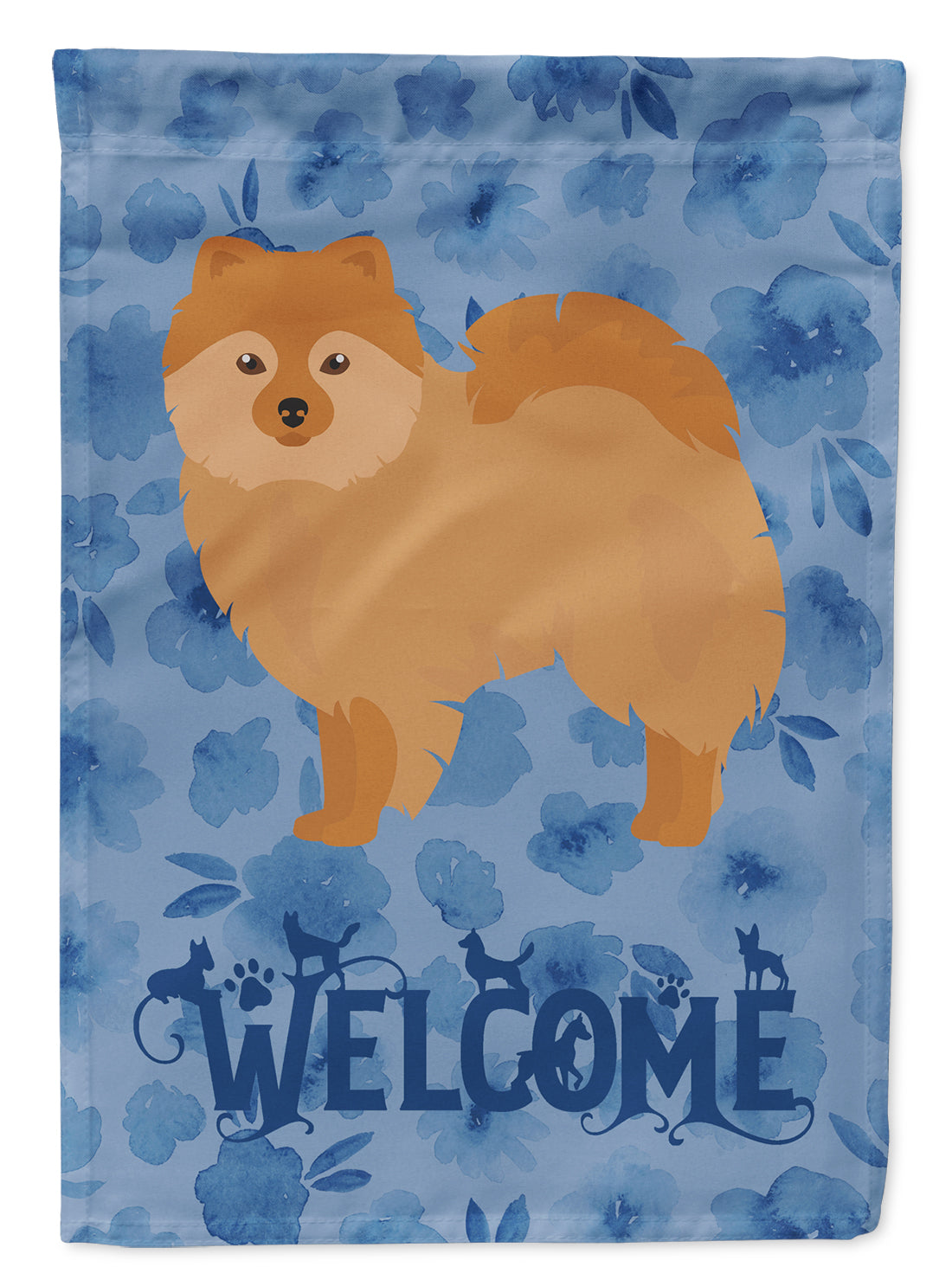 German Spitz #2 Welcome House Flag 28x40 Porch Sleeve Pole Decorative Outside Yard Banner Artwork Wall Hanging, Polyester