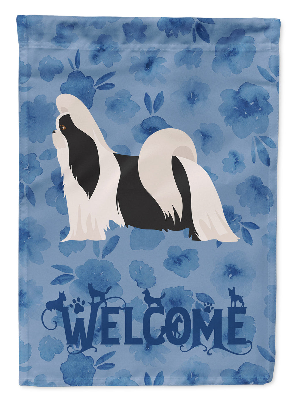 Imperial Shih Tzu Welcome House Flag 28x40 Porch Sleeve Pole Decorative Outside Yard Banner Artwork Wall Hanging, Polyester