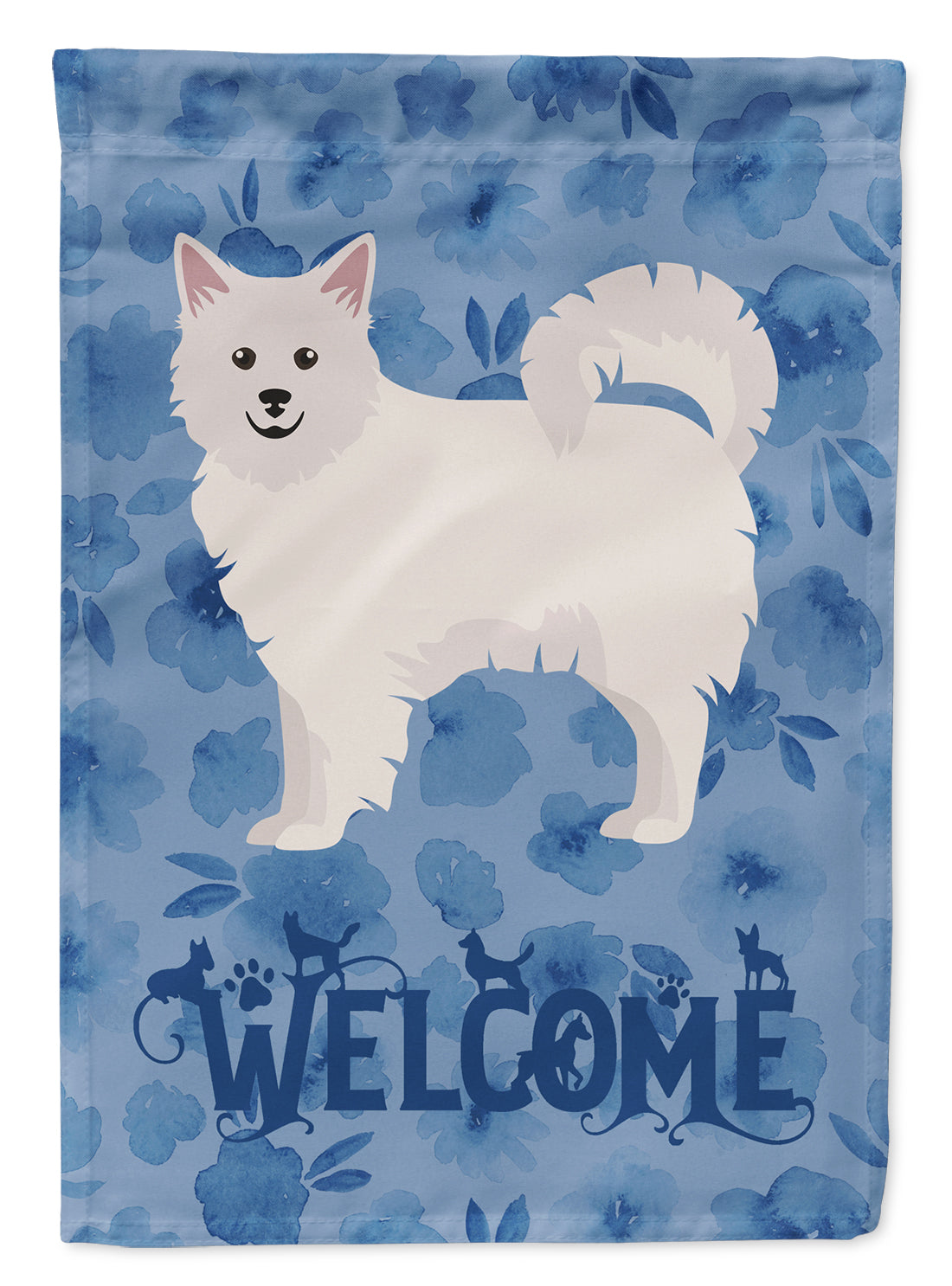 Italian Spitz Welcome House Flag 28x40 Porch Sleeve Pole Decorative Outside Yard Banner Artwork Wall Hanging, Polyester