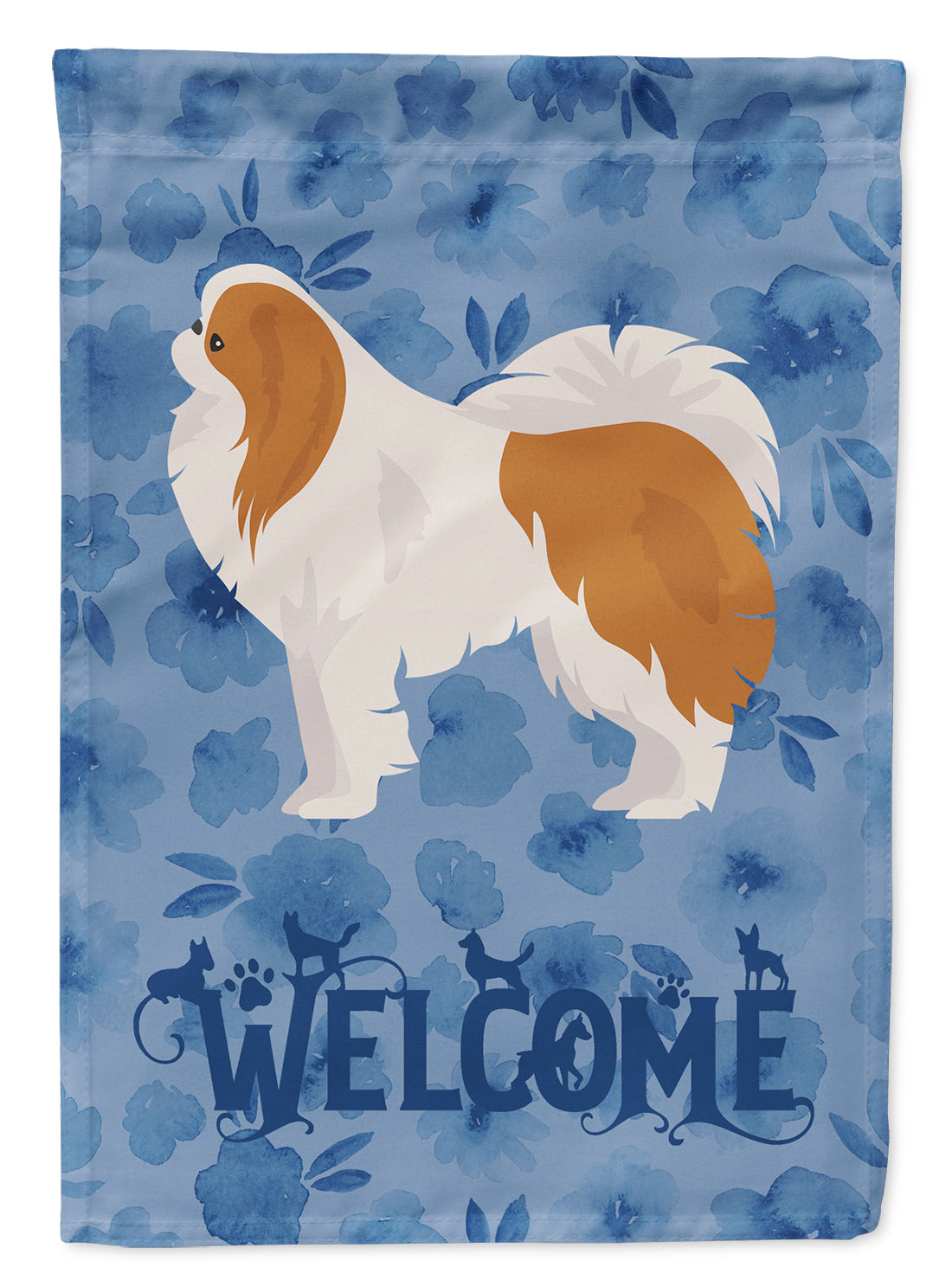 Japanese Chin #1 Welcome House Flag 28x40 Porch Sleeve Pole Decorative Outside Yard Banner Artwork Wall Hanging, Polyester