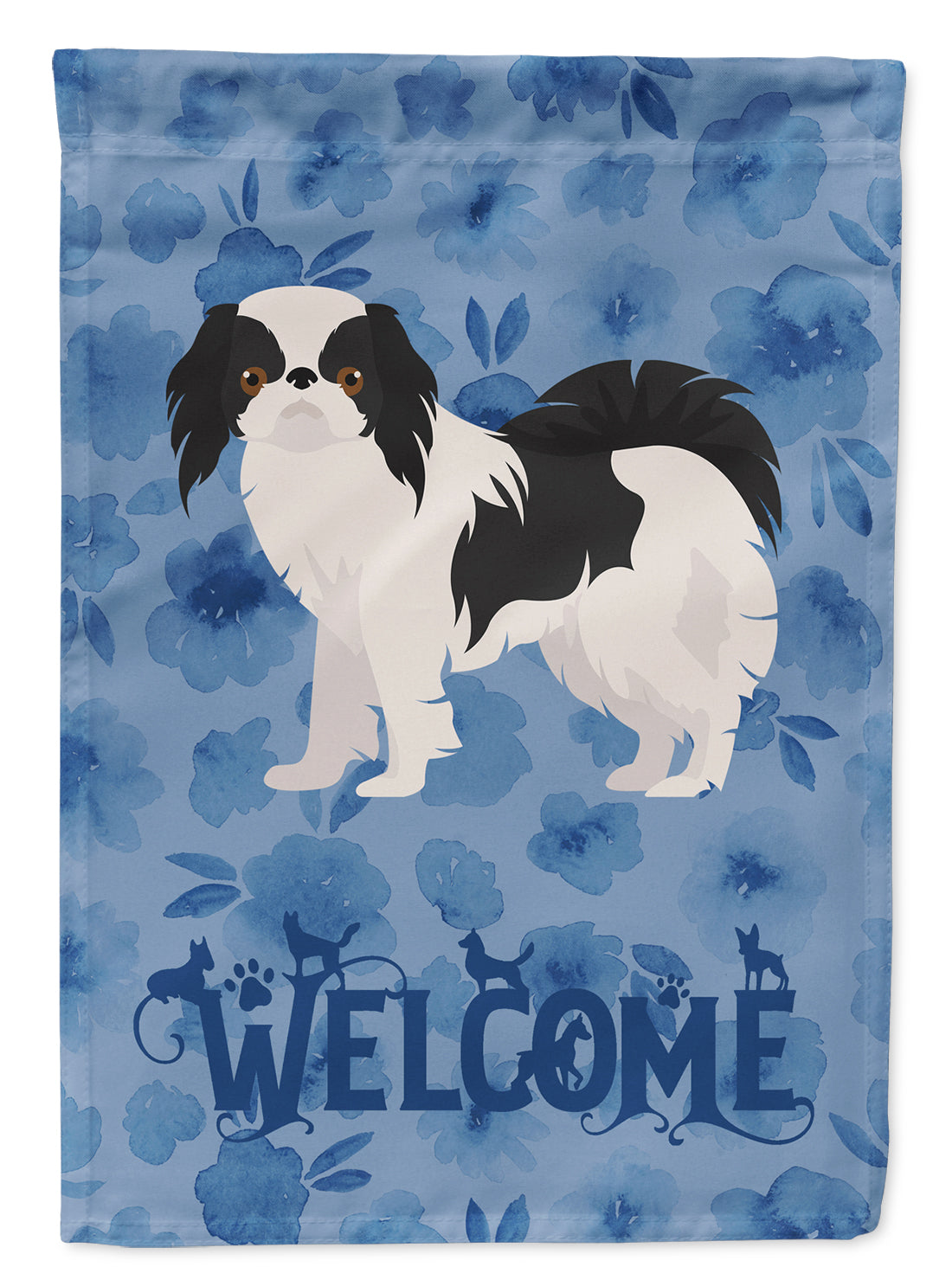 Japanese Chin #2 Welcome House Flag 28x40 Porch Sleeve Pole Decorative Outside Yard Banner Artwork Wall Hanging, Polyester