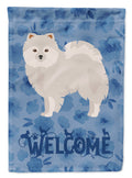Japanese Spitz Welcome House Flag 28x40 Porch Sleeve Pole Decorative Outside Yard Banner Artwork Wall Hanging, Polyester