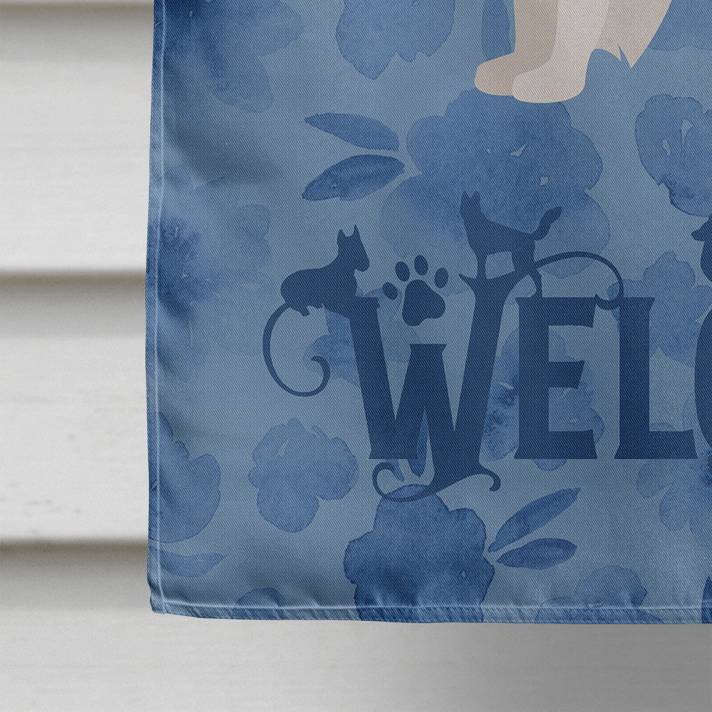 Japanese Spitz Welcome House Flag 28x40 Porch Sleeve Pole Decorative Outside Yard Banner Artwork Wall Hanging, Polyester