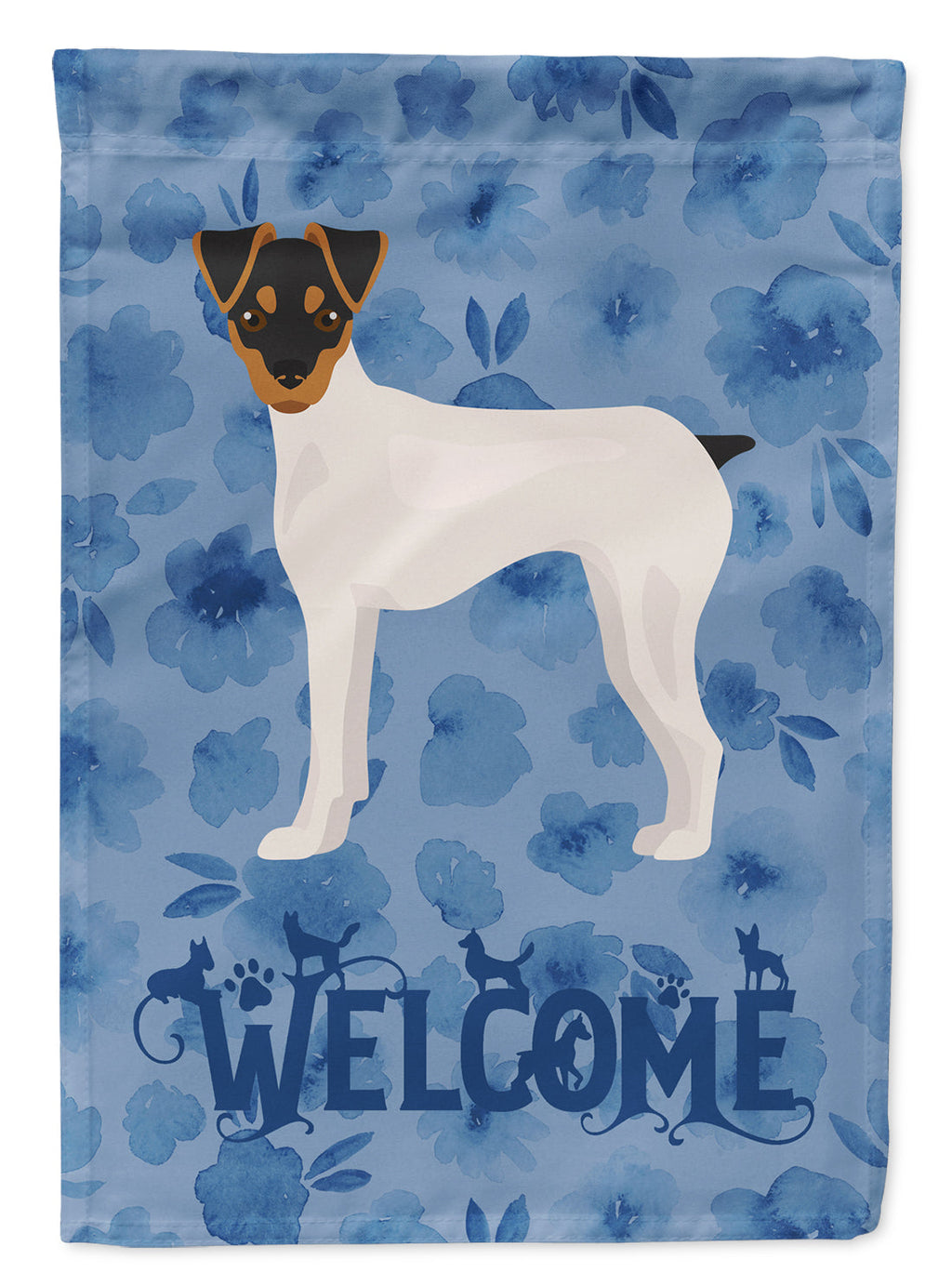 Japanese Terrier Welcome House Flag 28x40 Porch Sleeve Pole Decorative Outside Yard Banner Artwork Wall Hanging, Polyester