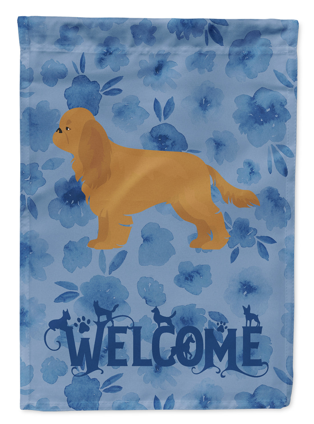 Ruby Cavalier Spaniel Welcome House Flag 28x40 Porch Sleeve Pole Decorative Outside Yard Banner Artwork Wall Hanging, Polyester