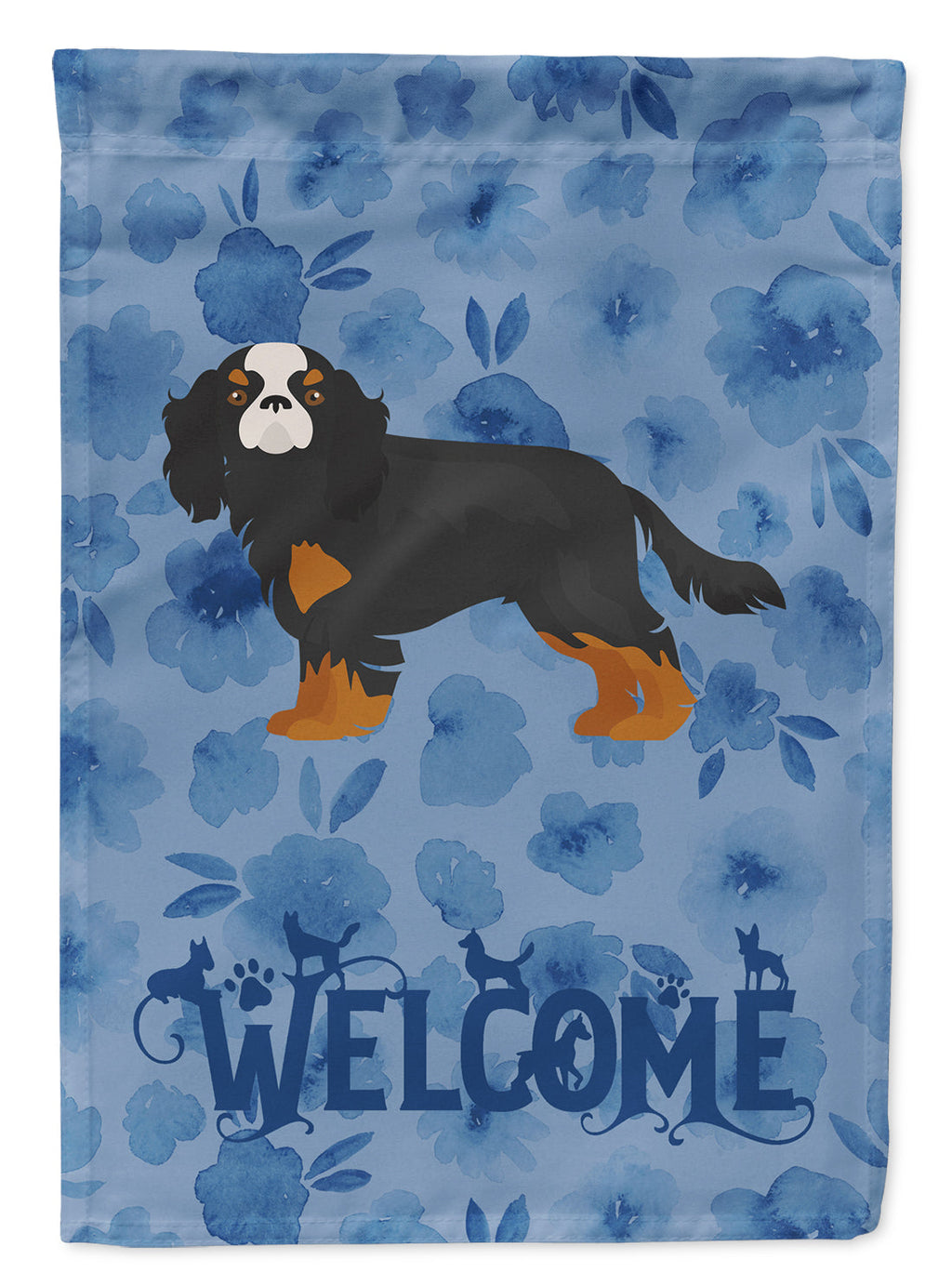 Cavalier King Charles Spaniel #2 Welcome House Flag 28x40 Porch Sleeve Pole Decorative Outside Yard Banner Artwork Wall Hanging, Polyester