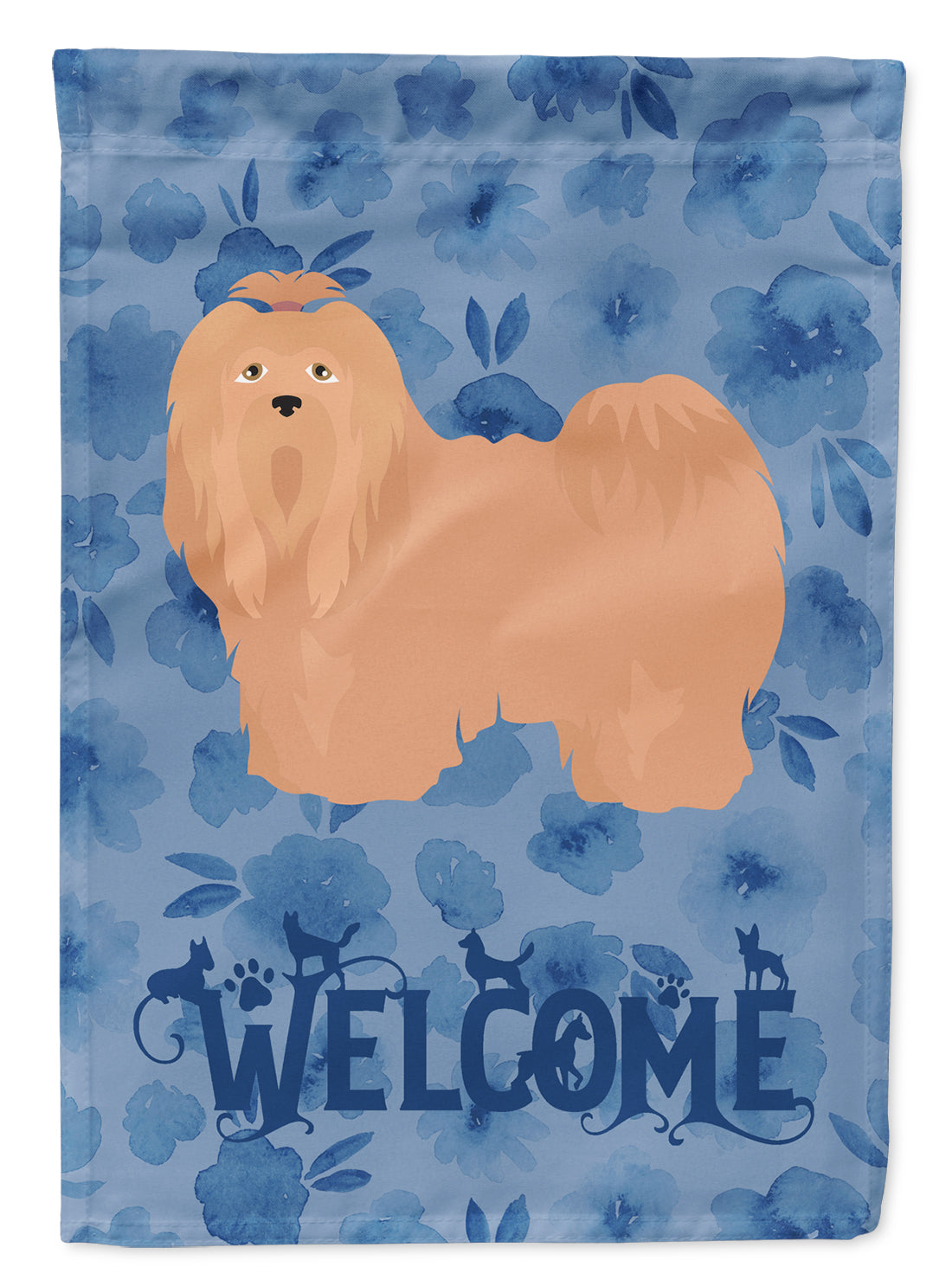 Lhasa Apso #1 Welcome House Flag 28x40 Porch Sleeve Pole Decorative Outside Yard Banner Artwork Wall Hanging, Polyester