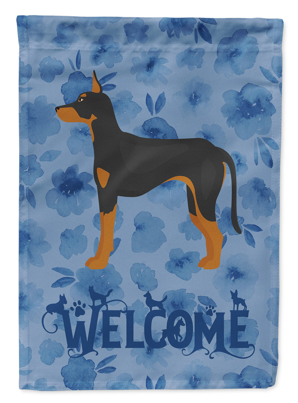 Manchester Terrier Welcome House Flag 28x40 Porch Sleeve Pole Decorative Outside Yard Banner Artwork Wall Hanging, Polyester