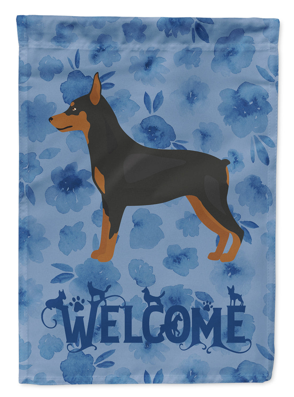 Miniature Pinscher Welcome House Flag 28x40 Porch Sleeve Pole Decorative Outside Yard Banner Artwork Wall Hanging, Polyester