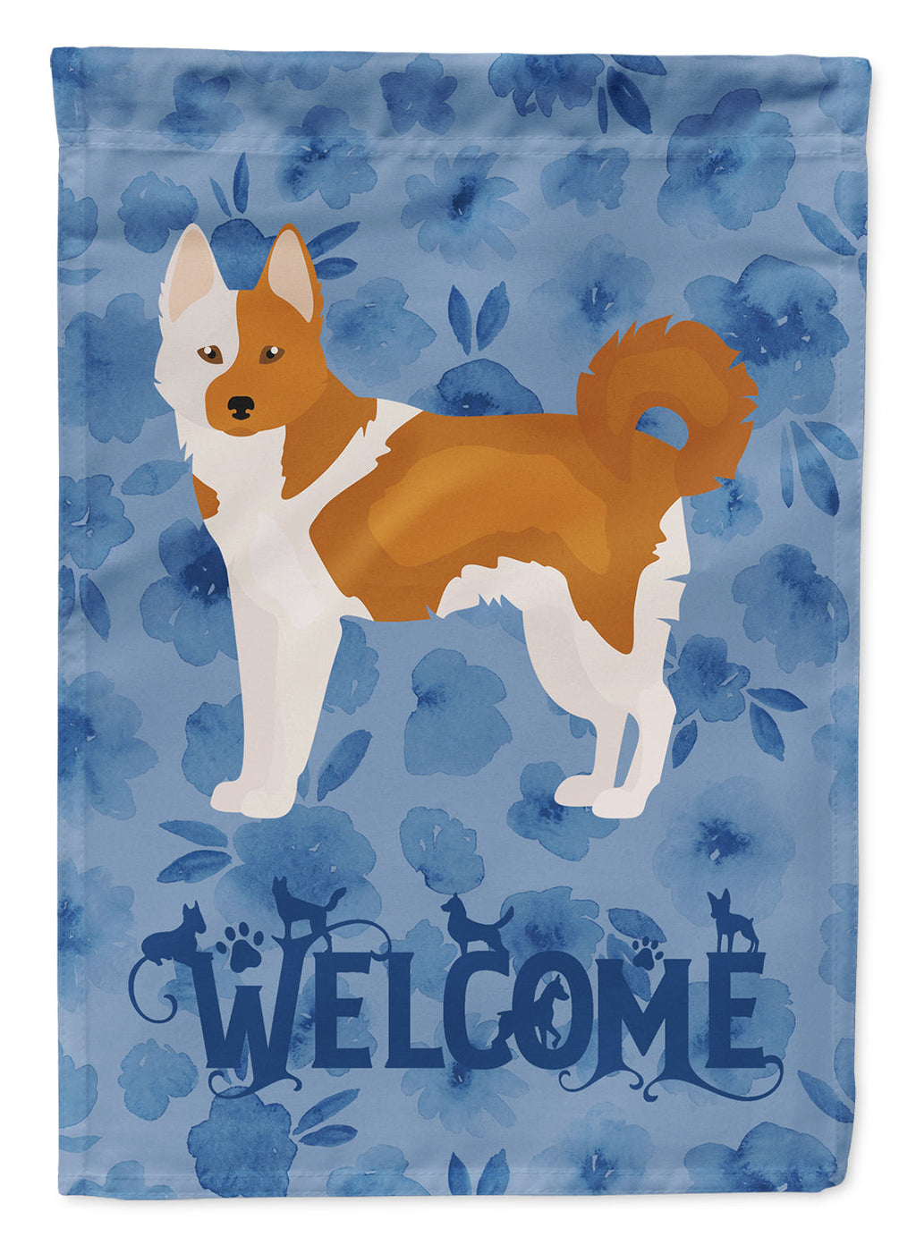 Nordic Spitz Welcome House Flag 28x40 Porch Sleeve Pole Decorative Outside Yard Banner Artwork Wall Hanging, Polyester