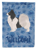 Papillon #2 Welcome House Flag 28x40 Porch Sleeve Pole Decorative Outside Yard Banner Artwork Wall Hanging, Polyester