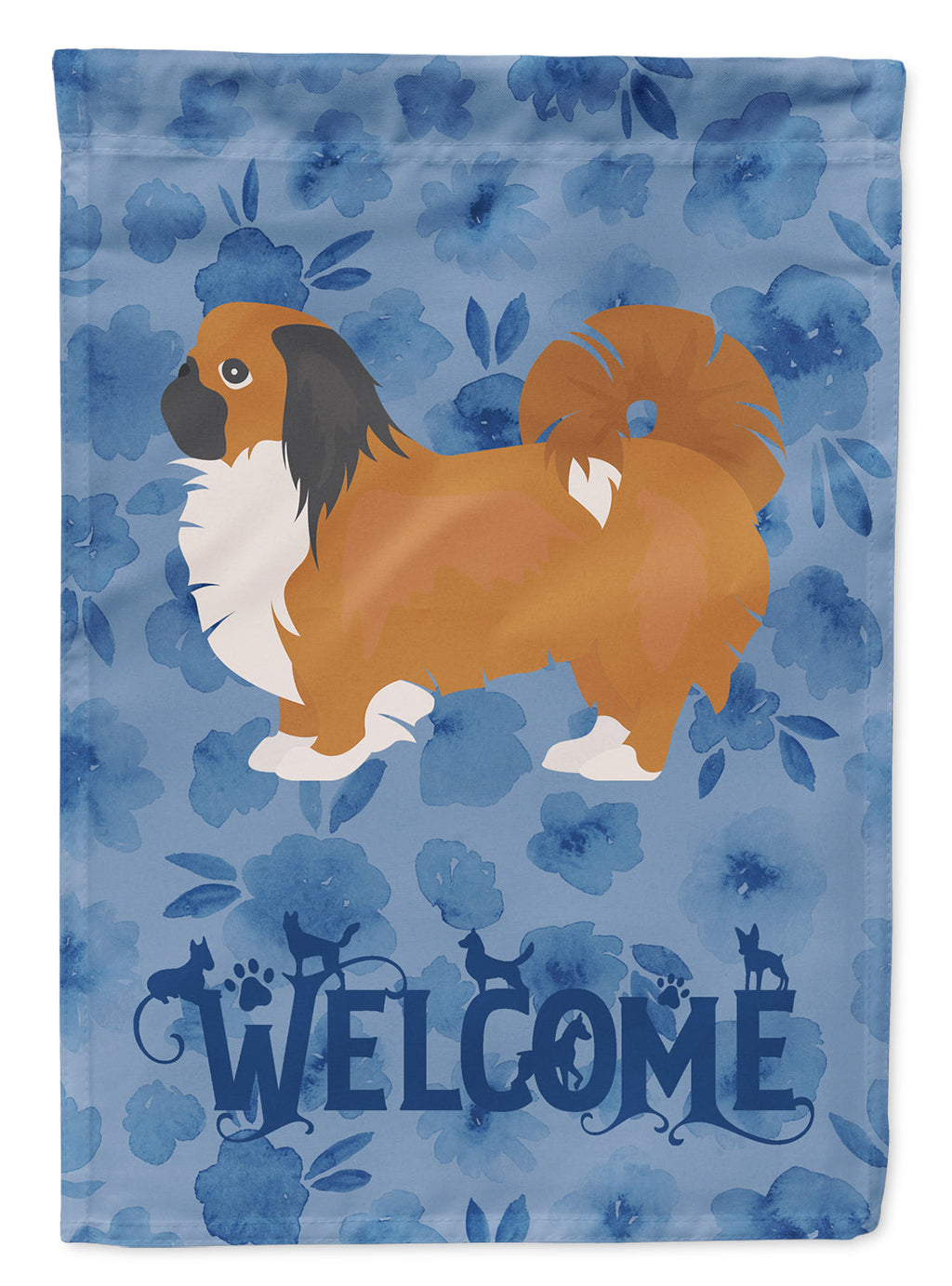 Pekingese Welcome House Flag 28x40 Porch Sleeve Pole Decorative Outside Yard Banner Artwork Wall Hanging, Polyester