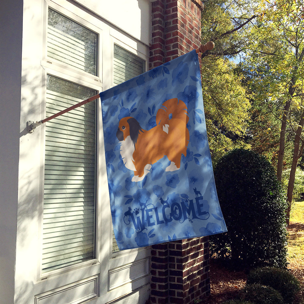 Pekingese Welcome House Flag 28x40 Porch Sleeve Pole Decorative Outside Yard Banner Artwork Wall Hanging, Polyester