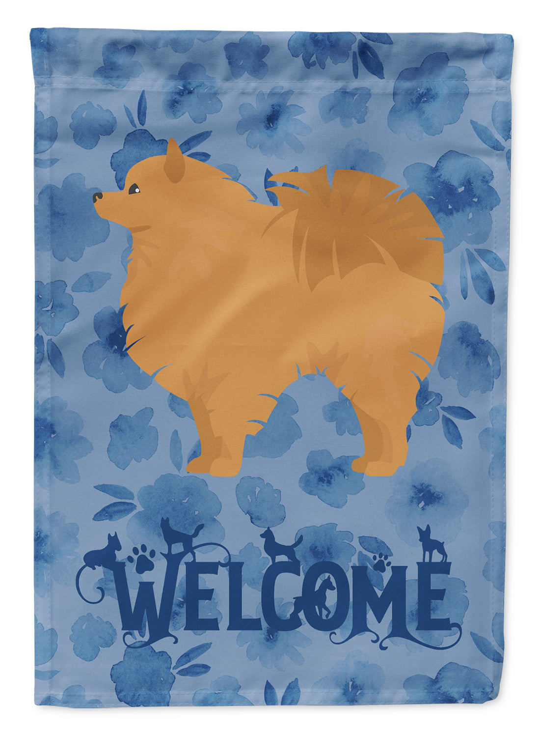 Pomeranian #1 Welcome House Flag 28x40 Porch Sleeve Pole Decorative Outside Yard Banner Artwork Wall Hanging, Polyester