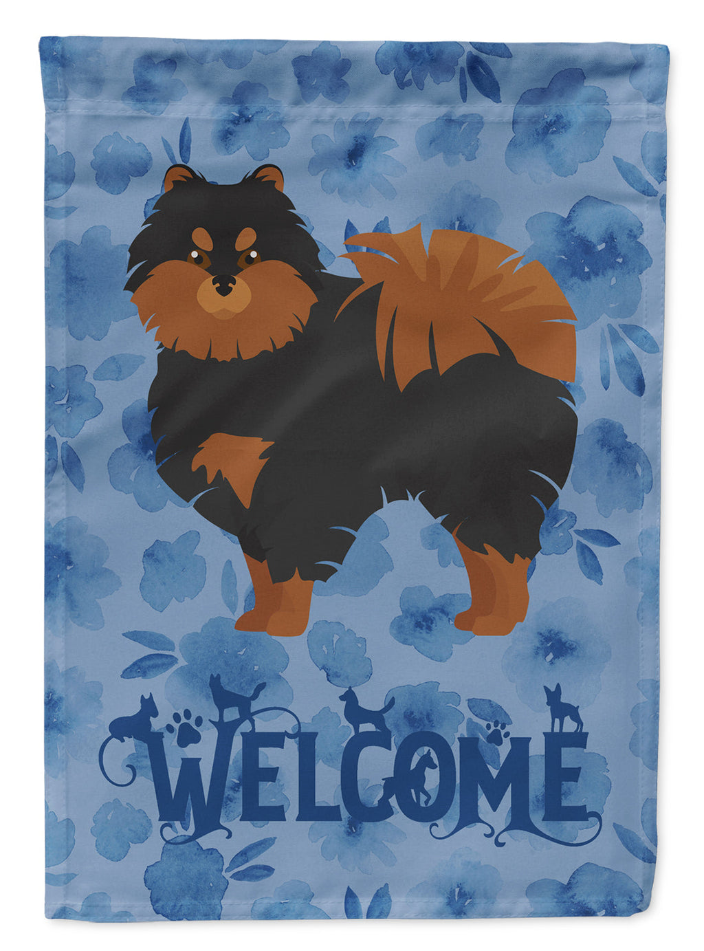 Pomeranian #2 Welcome House Flag 28x40 Porch Sleeve Pole Decorative Outside Yard Banner Artwork Wall Hanging, Polyester