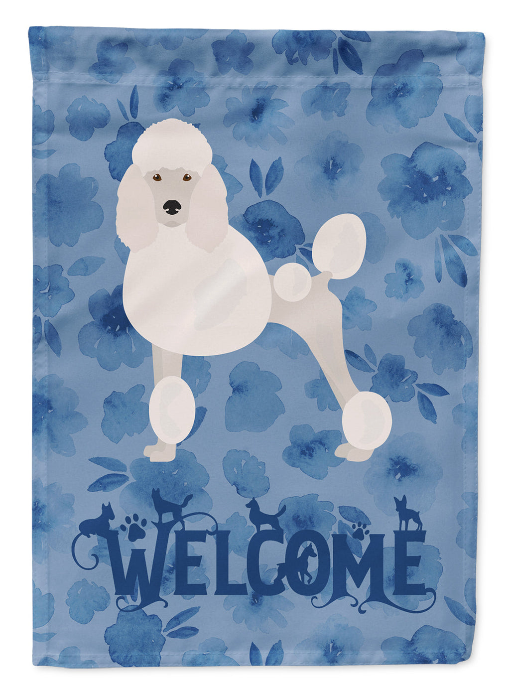 Poodle Welcome House Flag 28x40 Porch Sleeve Pole Decorative Outside Yard Banner Artwork Wall Hanging, Polyester