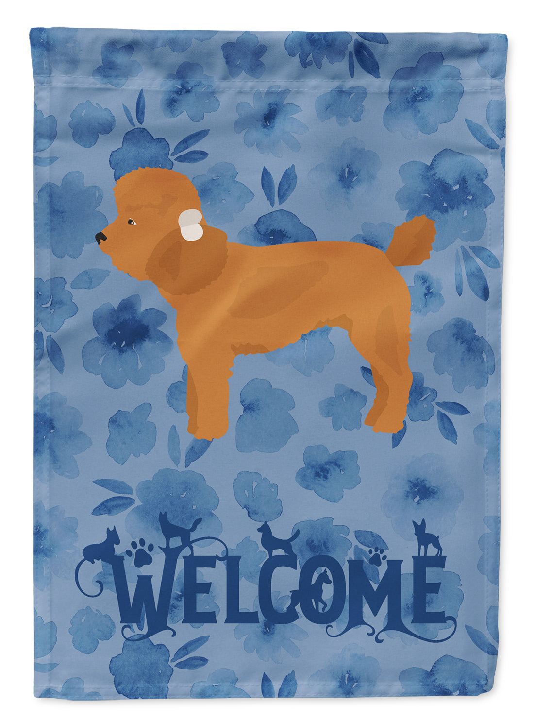 Toy Poodle Welcome House Flag 28x40 Porch Sleeve Pole Decorative Outside Yard Banner Artwork Wall Hanging, Polyester