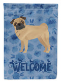 Pug Welcome House Flag 28x40 Porch Sleeve Pole Decorative Outside Yard Banner Artwork Wall Hanging, Polyester