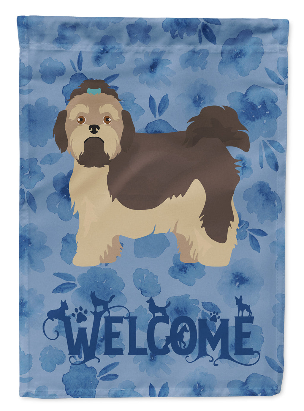Russian Lapdog Welcome House Flag 28x40 Porch Sleeve Pole Decorative Outside Yard Banner Artwork Wall Hanging, Polyester