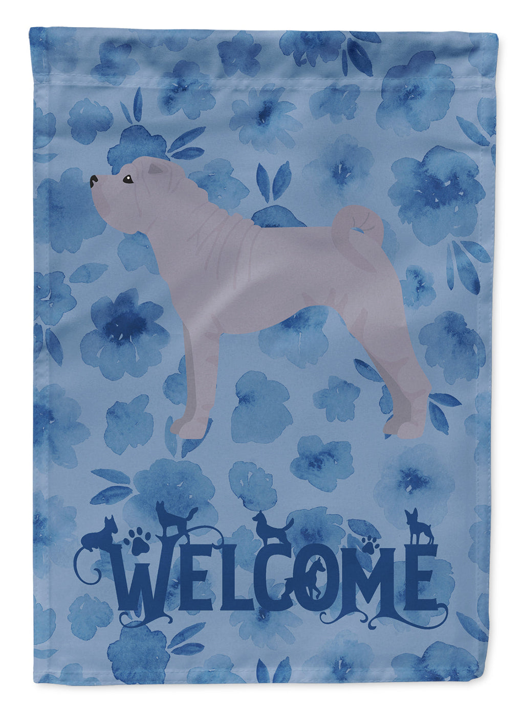 Shar Pei #1 Welcome House Flag 28x40 Porch Sleeve Pole Decorative Outside Yard Banner Artwork Wall Hanging, Polyester