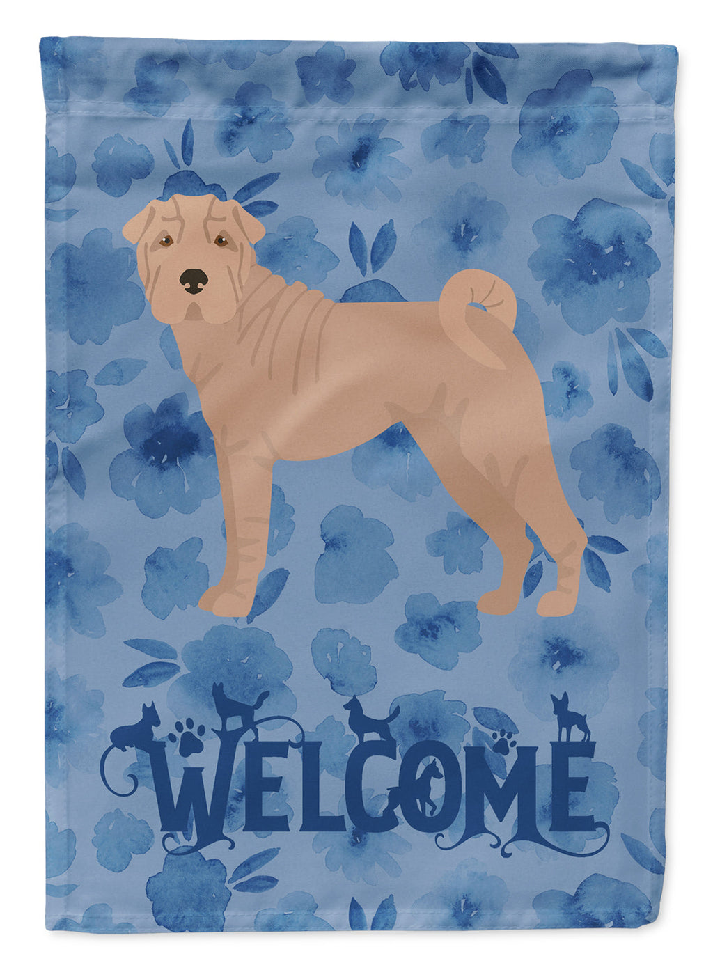 Shar Pei #2 Welcome House Flag 28x40 Porch Sleeve Pole Decorative Outside Yard Banner Artwork Wall Hanging, Polyester