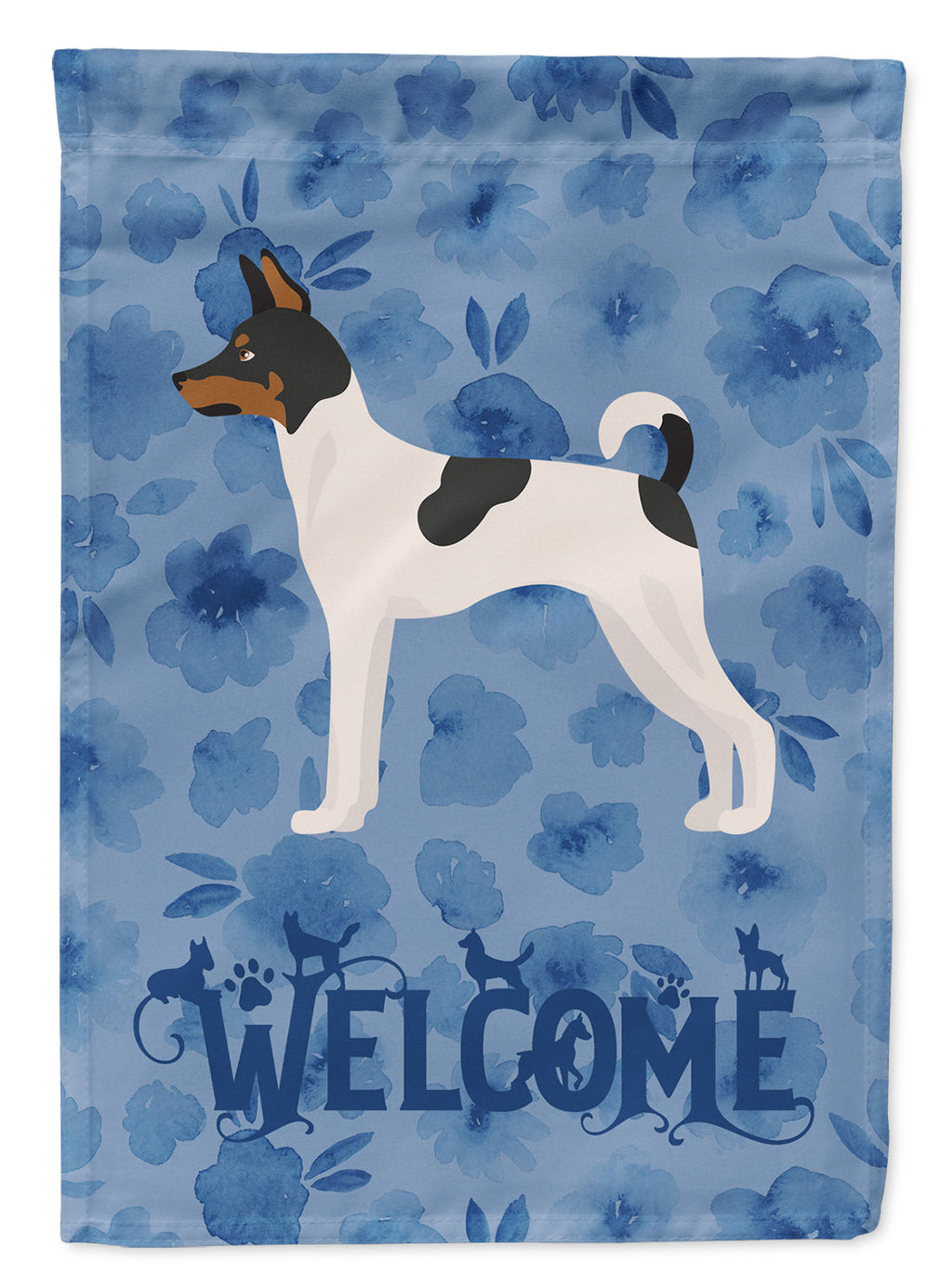Toy Fox Terrier Welcome House Flag 28x40 Porch Sleeve Pole Decorative Outside Yard Banner Artwork Wall Hanging, Polyester