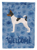 Toy Fox Terrier Welcome House Flag 28x40 Porch Sleeve Pole Decorative Outside Yard Banner Artwork Wall Hanging, Polyester