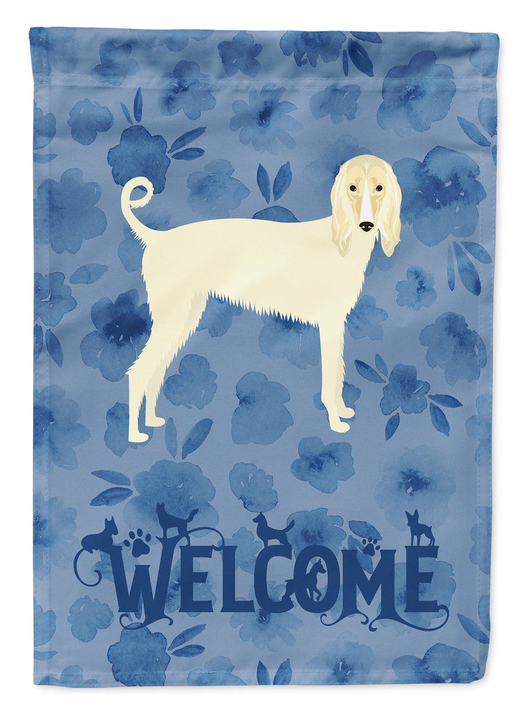 Afghan Hound Welcome House Flag 28x40 Porch Sleeve Pole Decorative Outside Yard Banner Artwork Wall Hanging, Polyester
