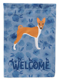 Basenji Welcome House Flag 28x40 Porch Sleeve Pole Decorative Outside Yard Banner Artwork Wall Hanging, Polyester