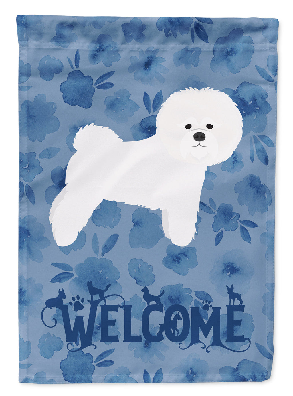 Bichon Frisé Welcome House Flag 28x40 Porch Sleeve Pole Decorative Outside Yard Banner Artwork Wall Hanging, Polyester