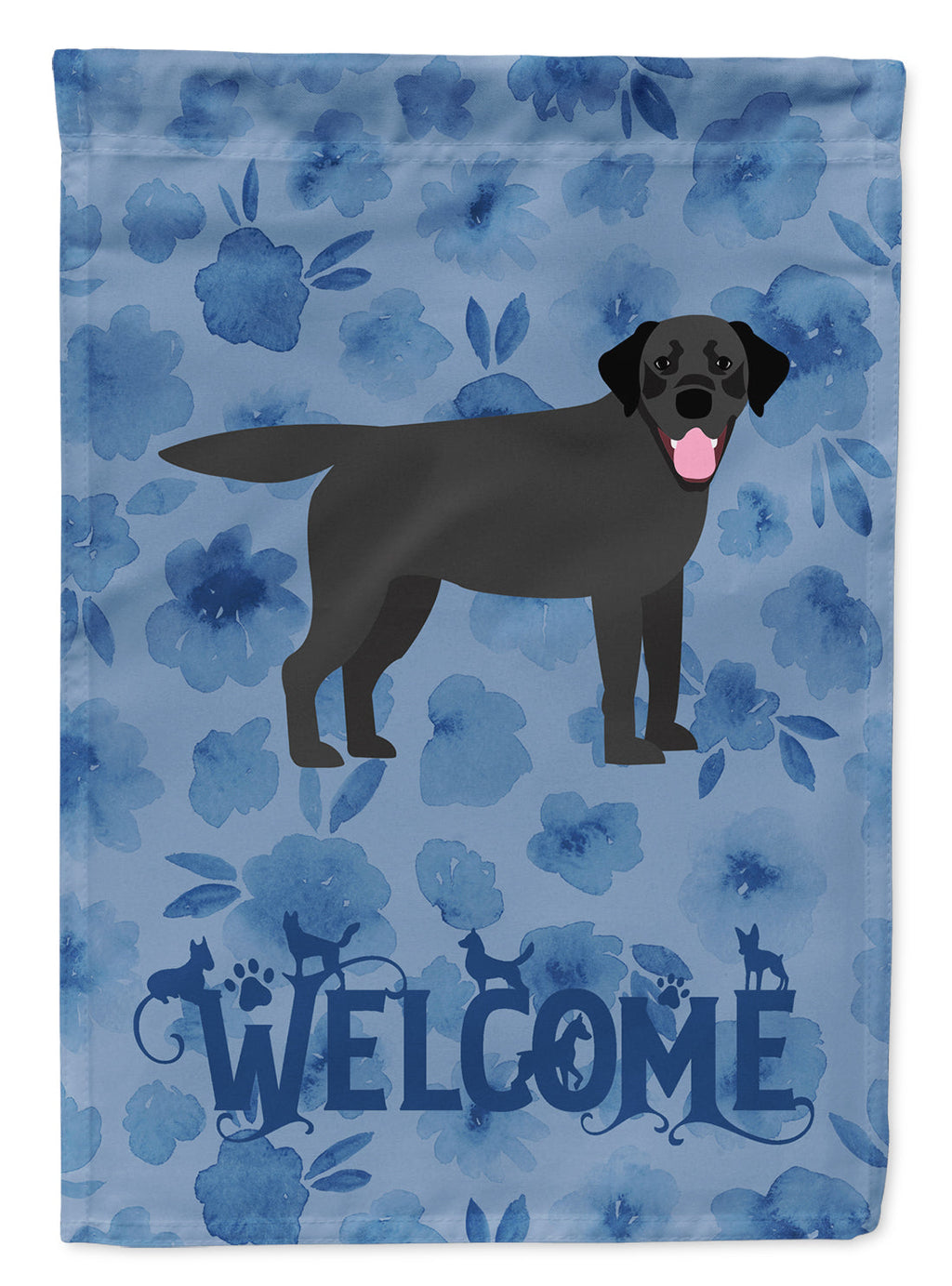Black Labrador Retriever Welcome House Flag 28x40 Porch Sleeve Pole Decorative Outside Yard Banner Artwork Wall Hanging, Polyester