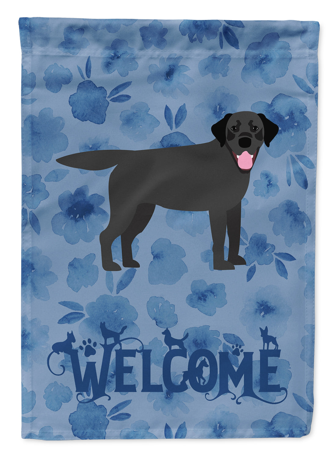 Black Labrador Retriever Welcome House Flag 28x40 Porch Sleeve Pole Decorative Outside Yard Banner Artwork Wall Hanging, Polyester