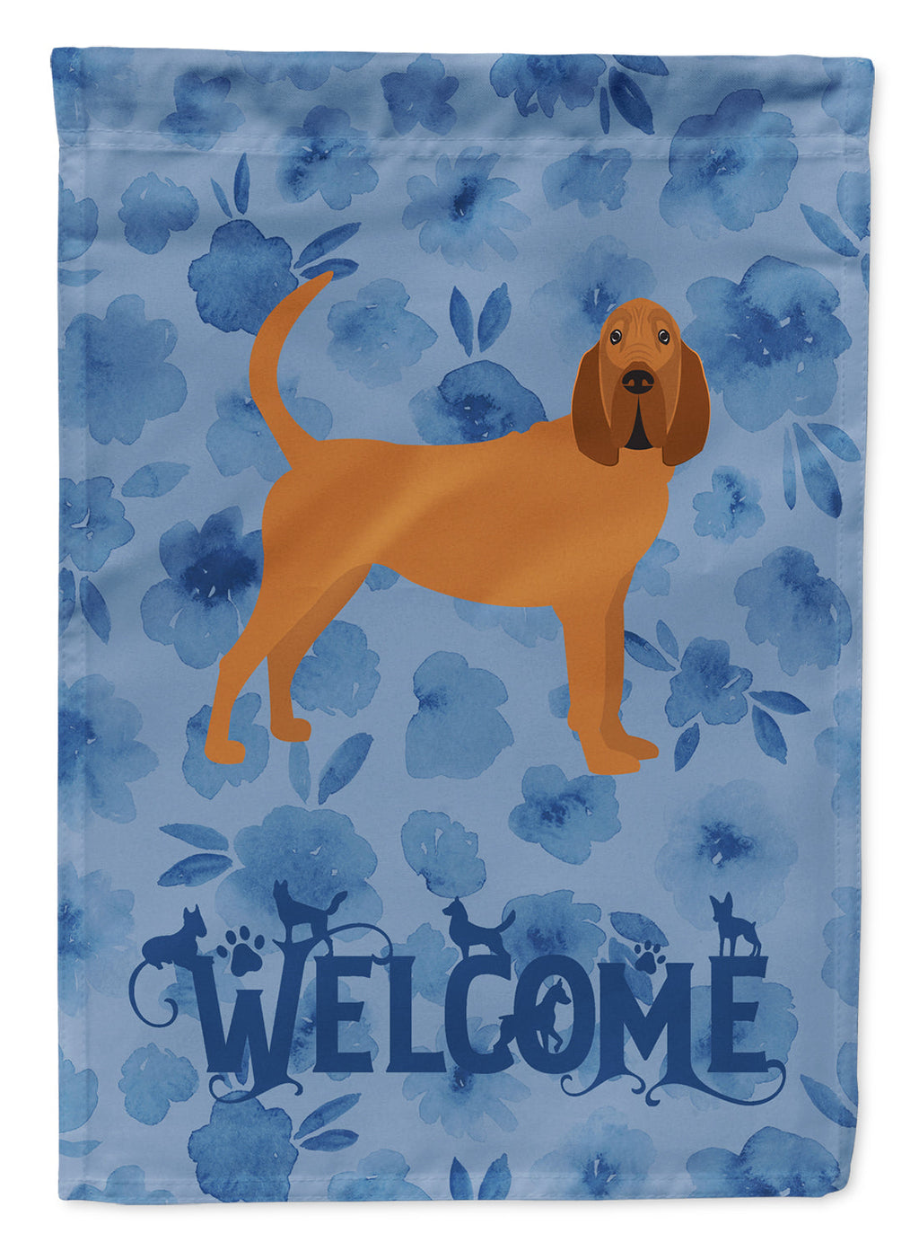 Bloodhound Welcome House Flag 28x40 Porch Sleeve Pole Decorative Outside Yard Banner Artwork Wall Hanging, Polyester